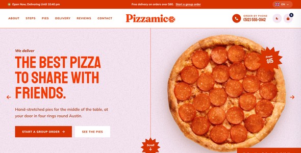 Pizzamico – Group Pizza Order Landing Page HTML5 Template