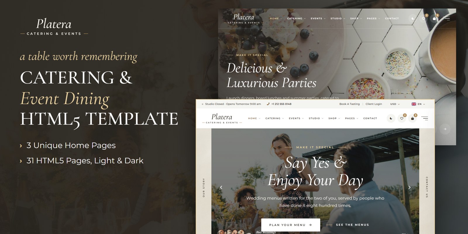 Platera — Event Catering React JS Website Template preview