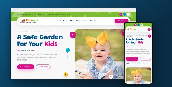 Playnest – Nursery & Daycare Landing Page HTML5 Template