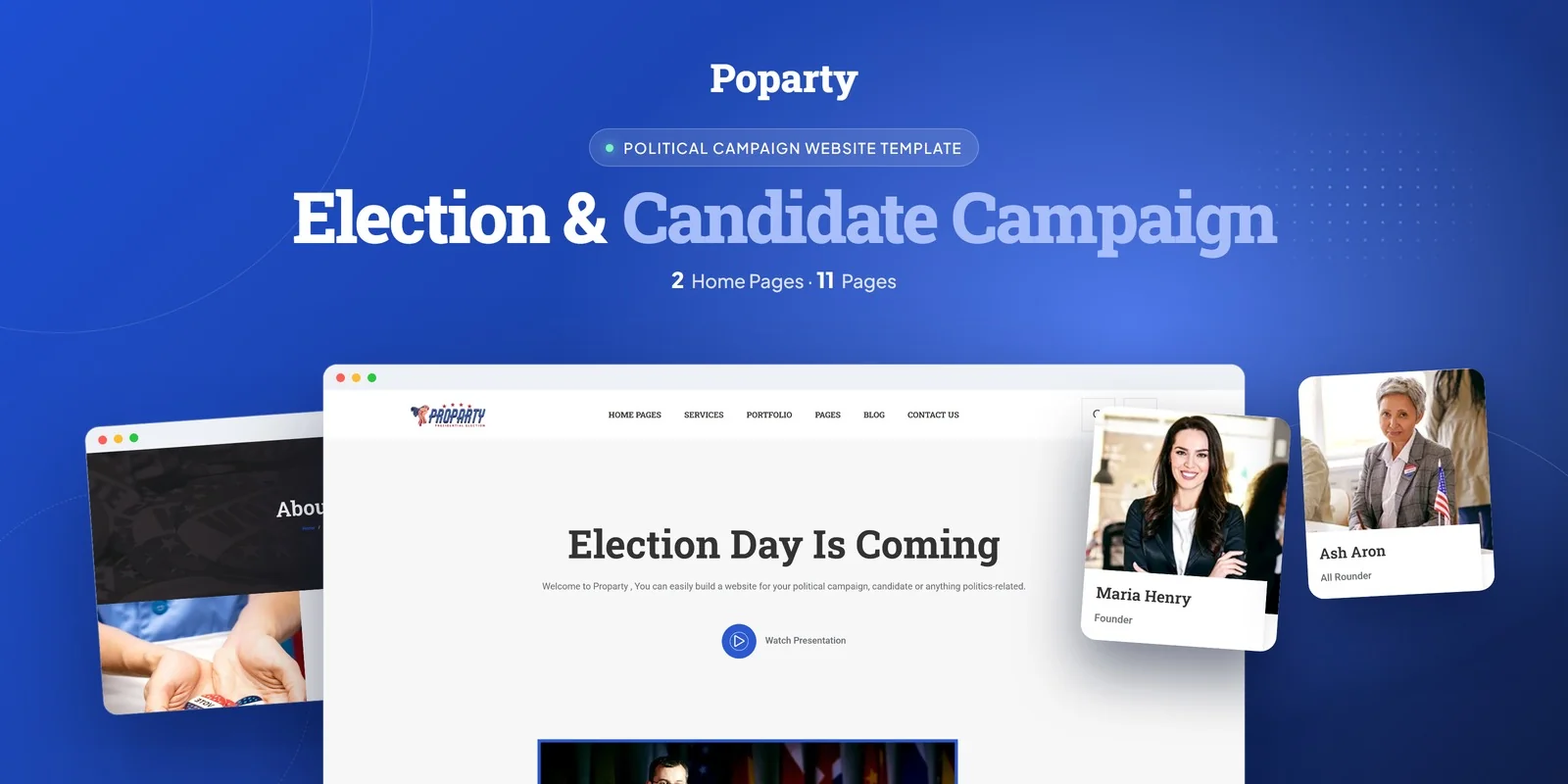 Poparty – Bootstrap 5 Political Campaign HTML5 Website Template preview