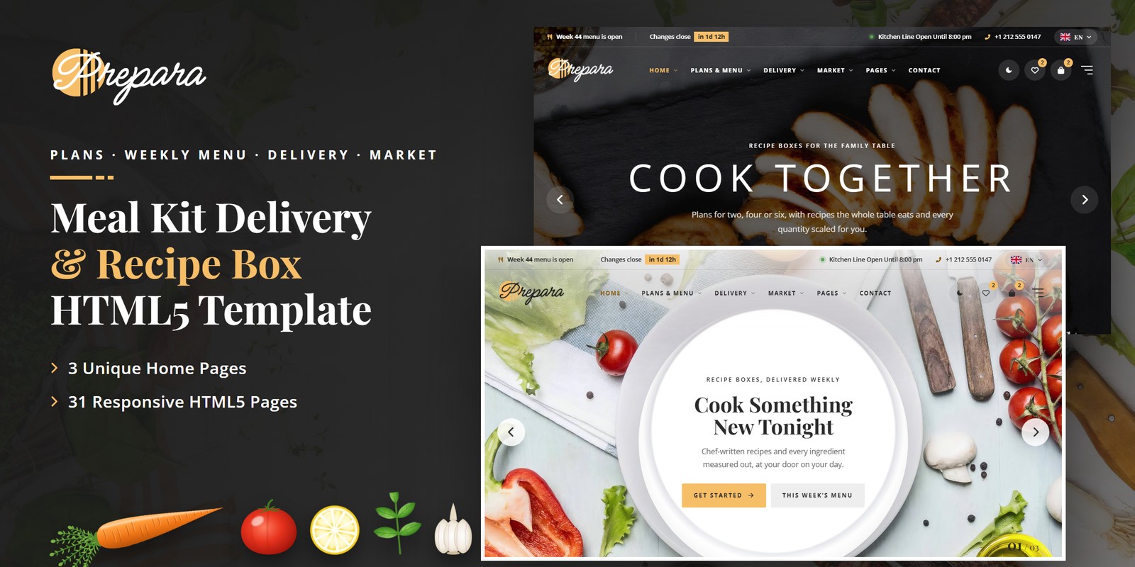 Meal Kit WordPress Theme – Prepara preview