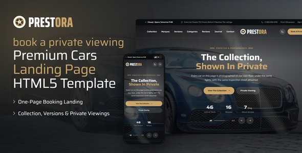 Prestora – Premium Car Showroom Landing Page HTML5 Template