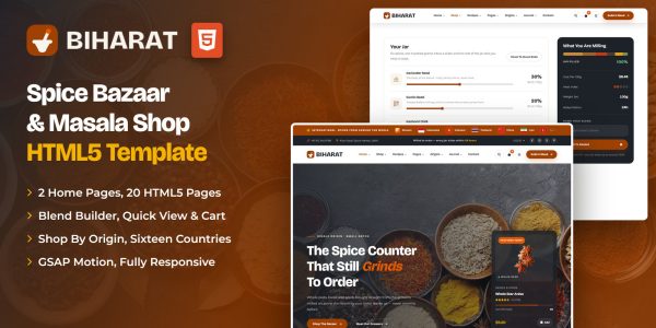 Biharat — Spice Bazaar & Masala Marketplace HTML5 Template