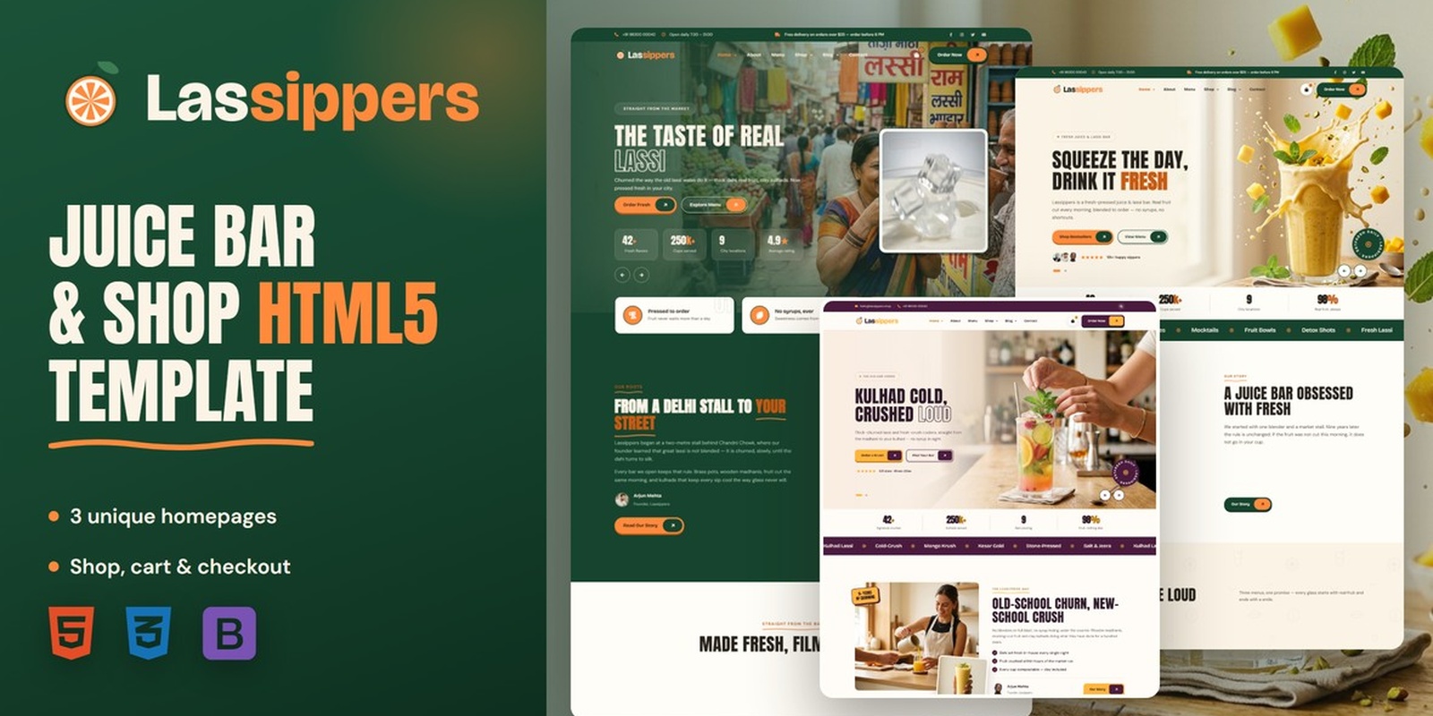 Lassippers — Juice Bar & Shop HTML5 Template preview