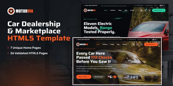 Motorvia — Car Dealership & Marketplace HTML5 Template