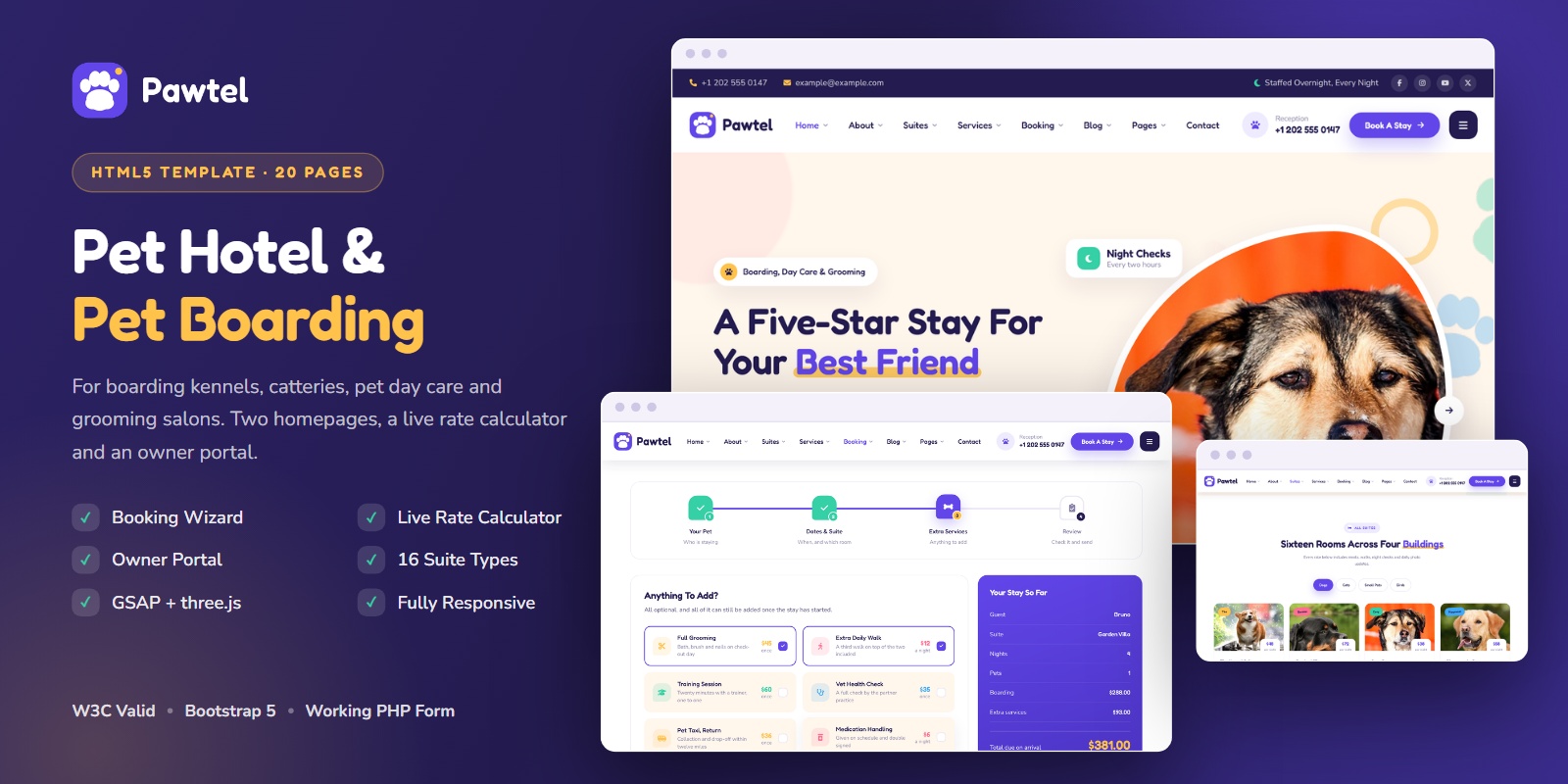 Pawtel — Pet Hotel & Boarding HTML5 Template preview