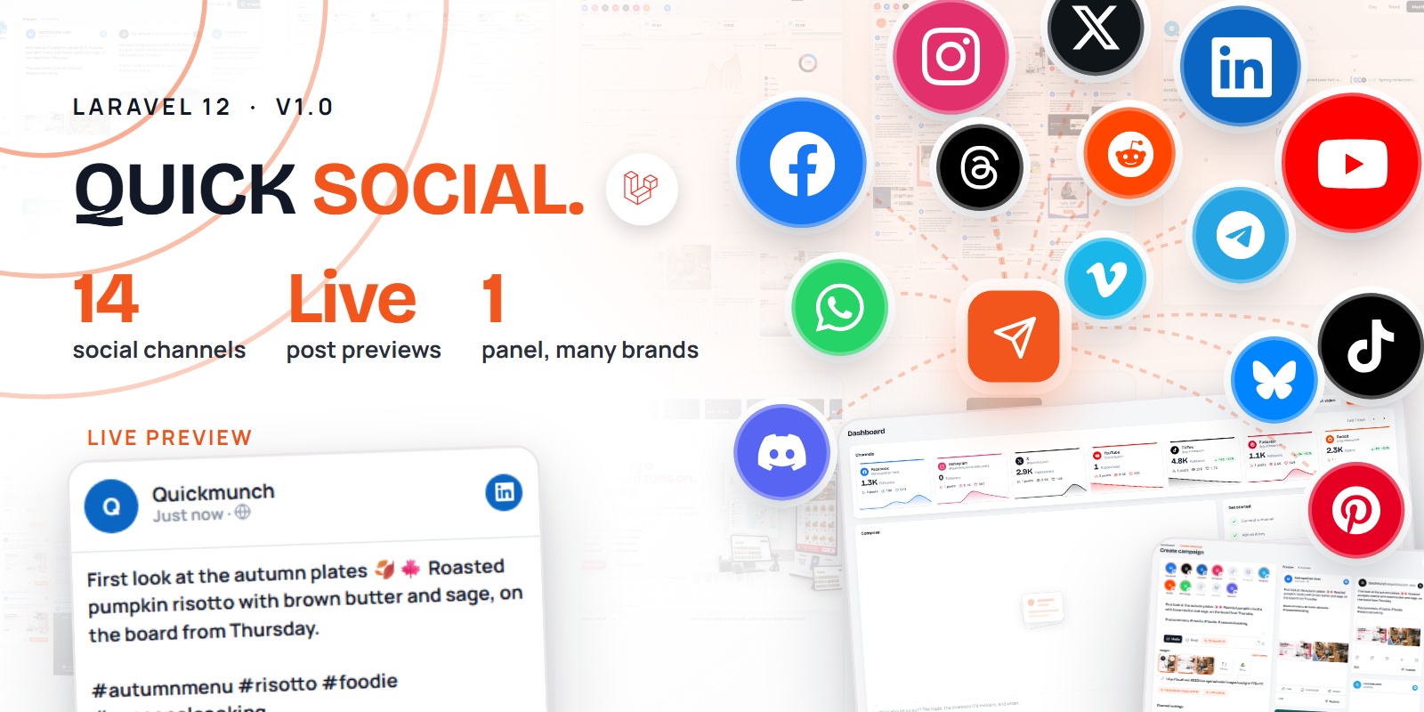 Quick Social — Social Media Publishing & Scheduling Panel (Laravel) preview