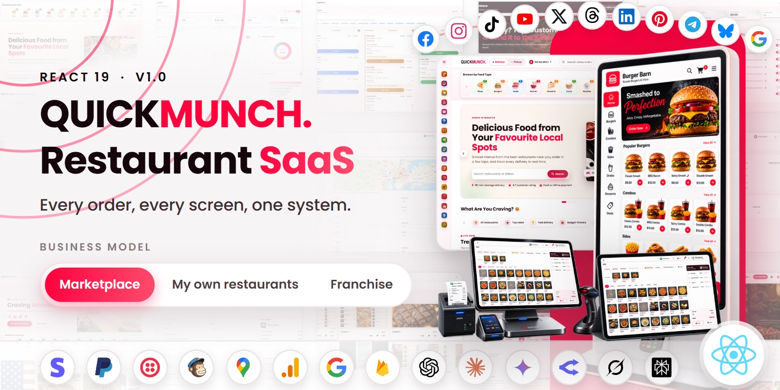 Quickmunch — Food Ordering & Restaurant Management Platform (React) preview