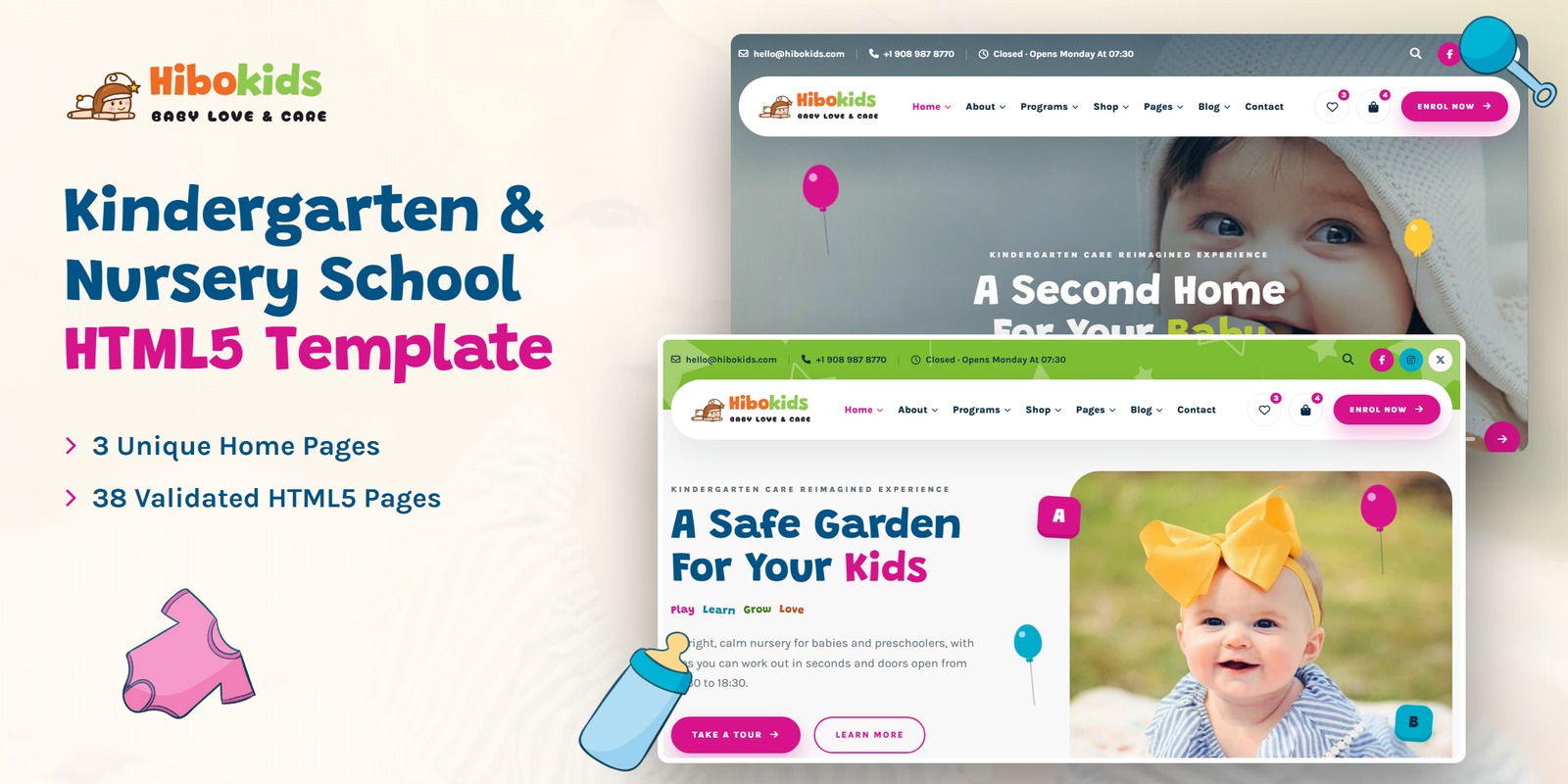 Hibokids — Kindergarten & Nursery School HTML5 Template preview