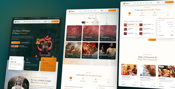 Pujara – Hindu Temple Puja Booking Landing Page HTML5 Template