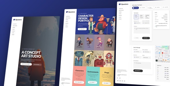 Questora – Game Concept Art Studio Landing Page HTML5 Template