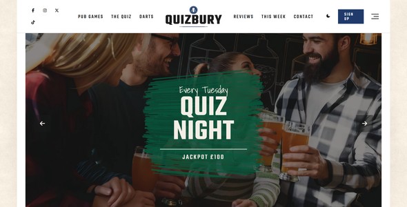 Quizbury – Pub Quiz Night Landing Page HTML5 Template
