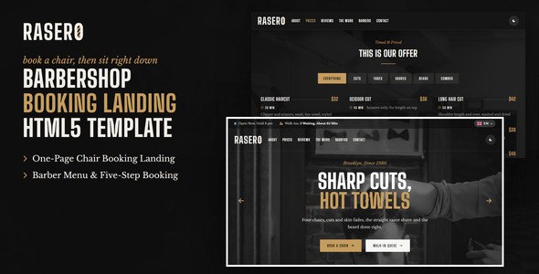 Rasero – Barbershop Landing Page HTML5 Template