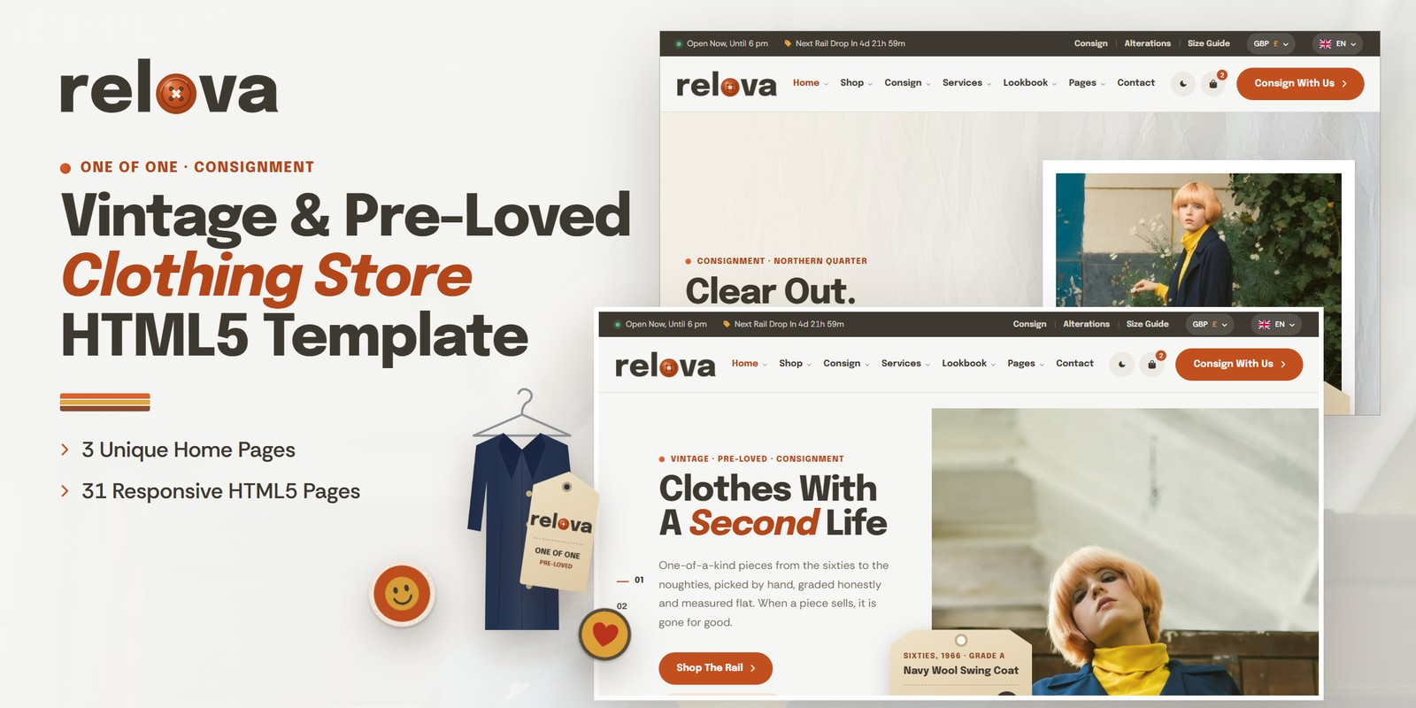 Vintage Clothing Website Design – Relova AI Smart Website preview