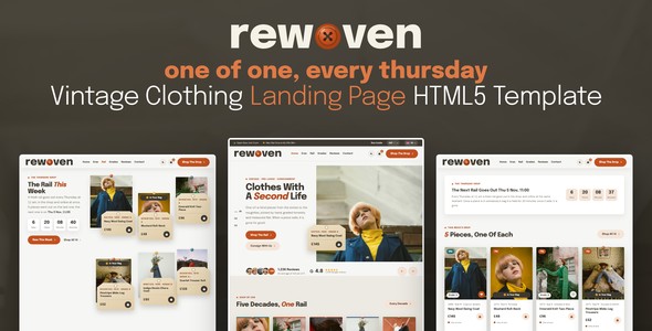 Rewoven – Vintage Clothing Landing Page HTML5 Template