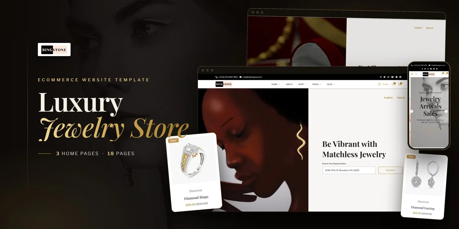 Ringstone — Jewelry Boutique Vue.js Website Template preview