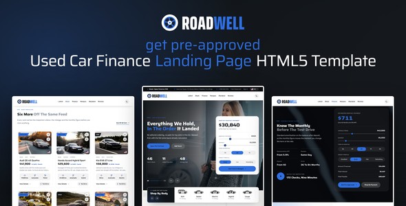 Roadwell – Used Car Finance Landing Page HTML5 Template