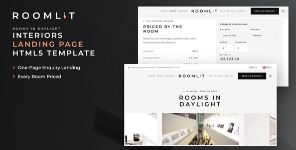 Roomlit – Interiors Photographer Landing Page HTML5 Template
