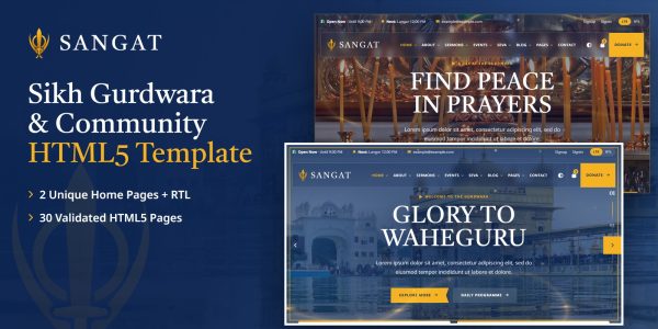 Sangat — Sikh Gurdwara HTML5 Template