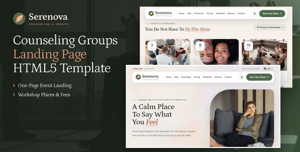 Serenova – Counseling Workshop Landing Page HTML5 Template