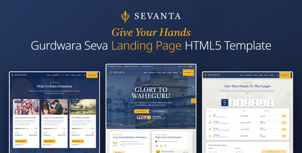 Sevanta – Gurdwara Seva Volunteer Landing Page HTML5 Template