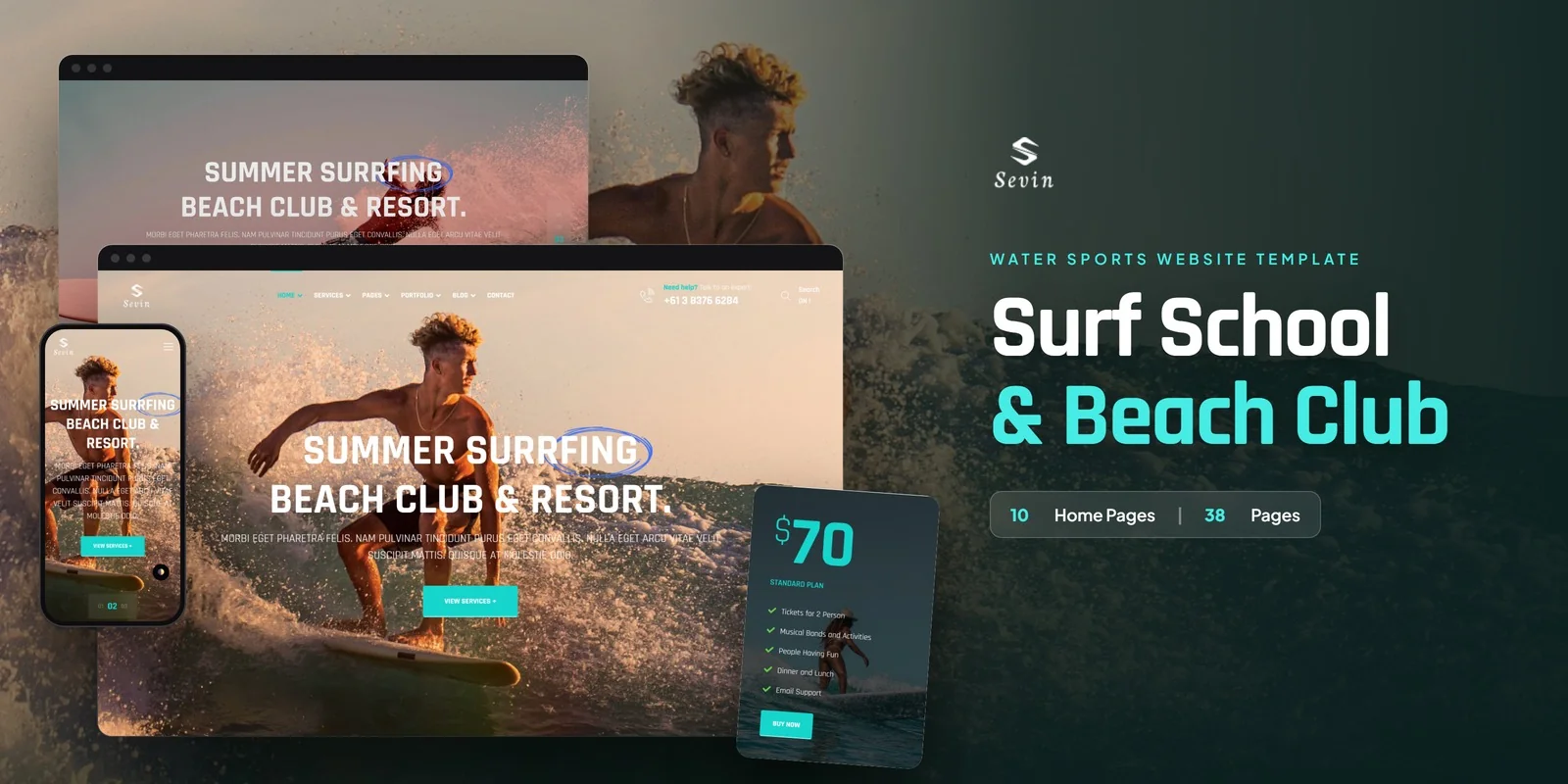 Sevin — Water Sports Developer Website Bundle preview
