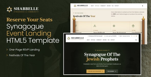 Shabbelle – Synagogue Event Landing Page HTML5 Template