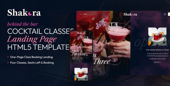 Shakora – Cocktail Class Landing Page HTML5 Template