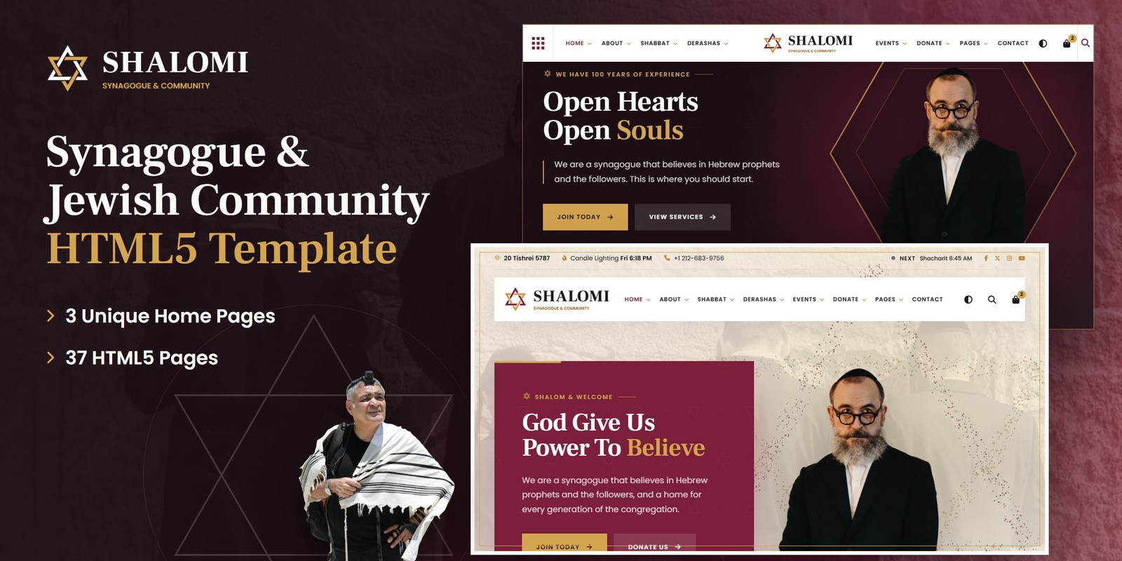Shalomi — Synagogue & Jewish Community HTML5 Template preview