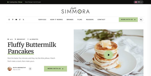 Simmora – Food Content Studio Landing Page HTML5 Template