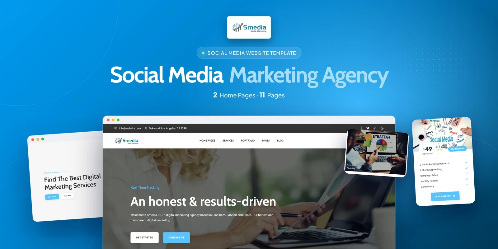 Smedia — Content Agency Angular Website Template preview