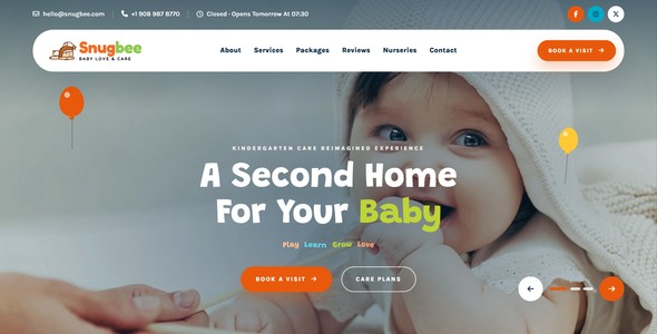 Snugbee – Nursery Visit Booking Landing Page HTML5 Template