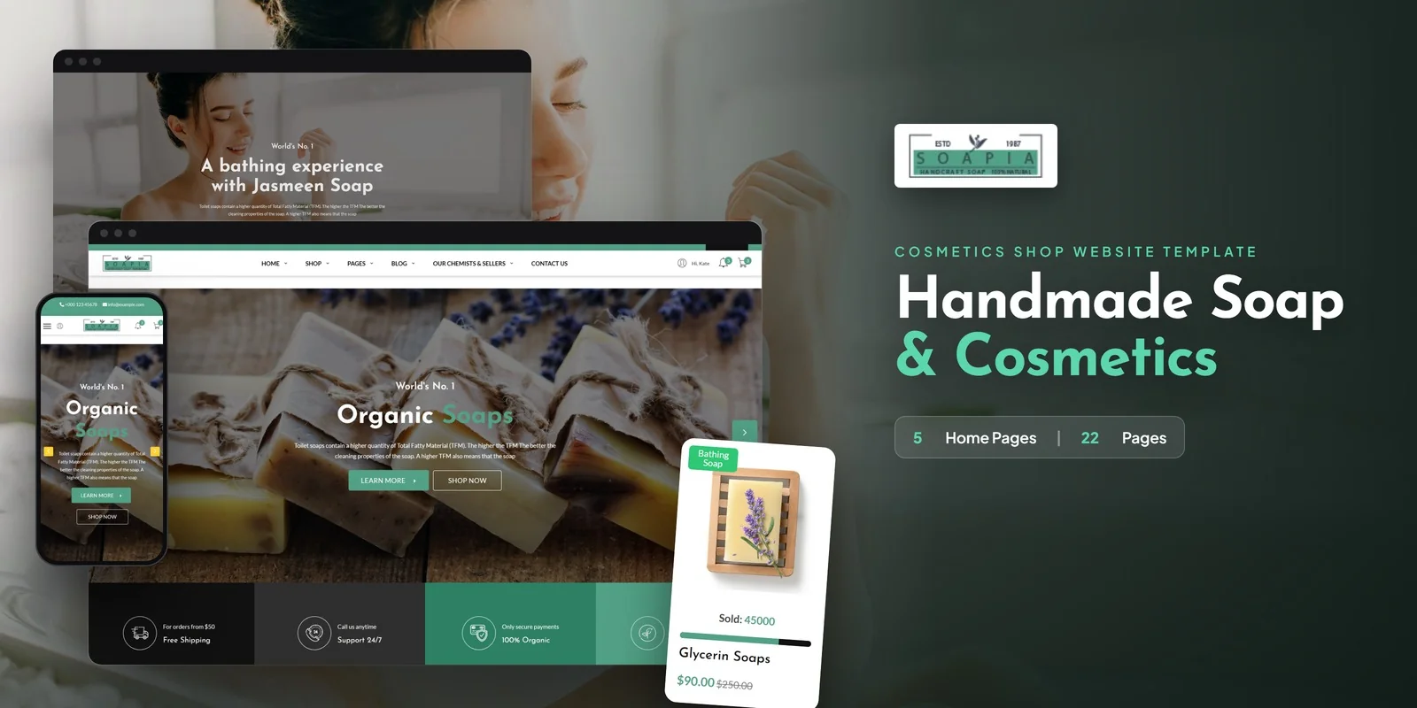 Soapia — Cosmetics Shop Developer Website Bundle preview