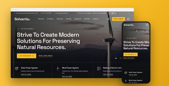 Solvanta – Solar Installer Survey Booking Landing Page HTML5 Template