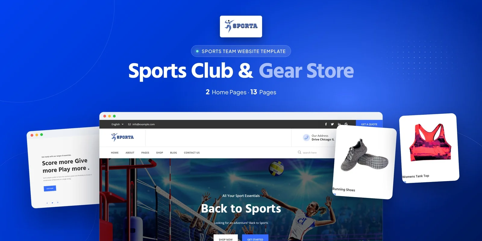 Sporta — Sports Team Developer Website Bundle preview