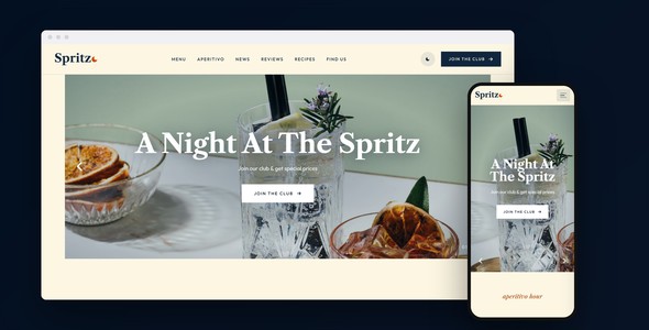 Spritzo – Aperitivo Bar Landing Page HTML5 Template