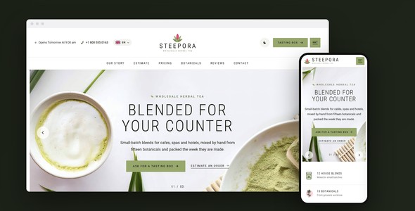 Steepora – Wholesale Herbal Tea Landing Page HTML5 Template