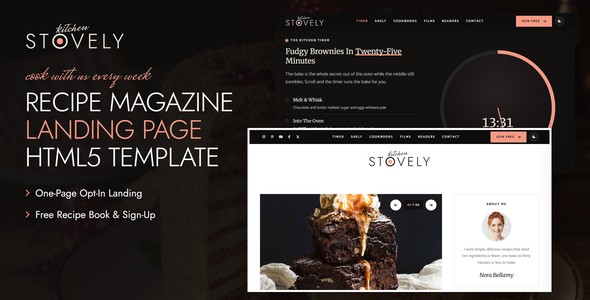 Stovely – Recipe Magazine Landing Page HTML5 Template