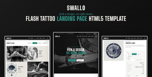 Swallo – Flash Tattoo Landing Page HTML5 Template