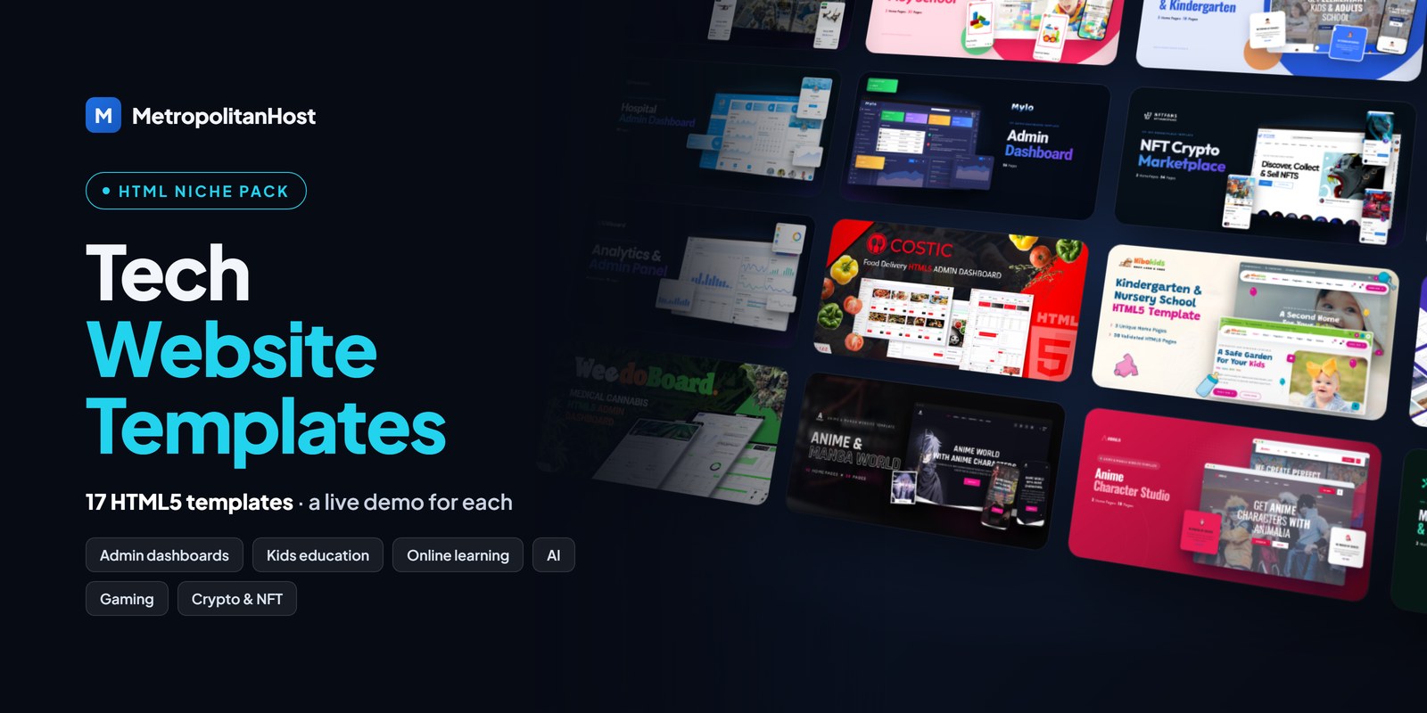 Tech Website Templates — HTML Niche Pack (17 Templates)