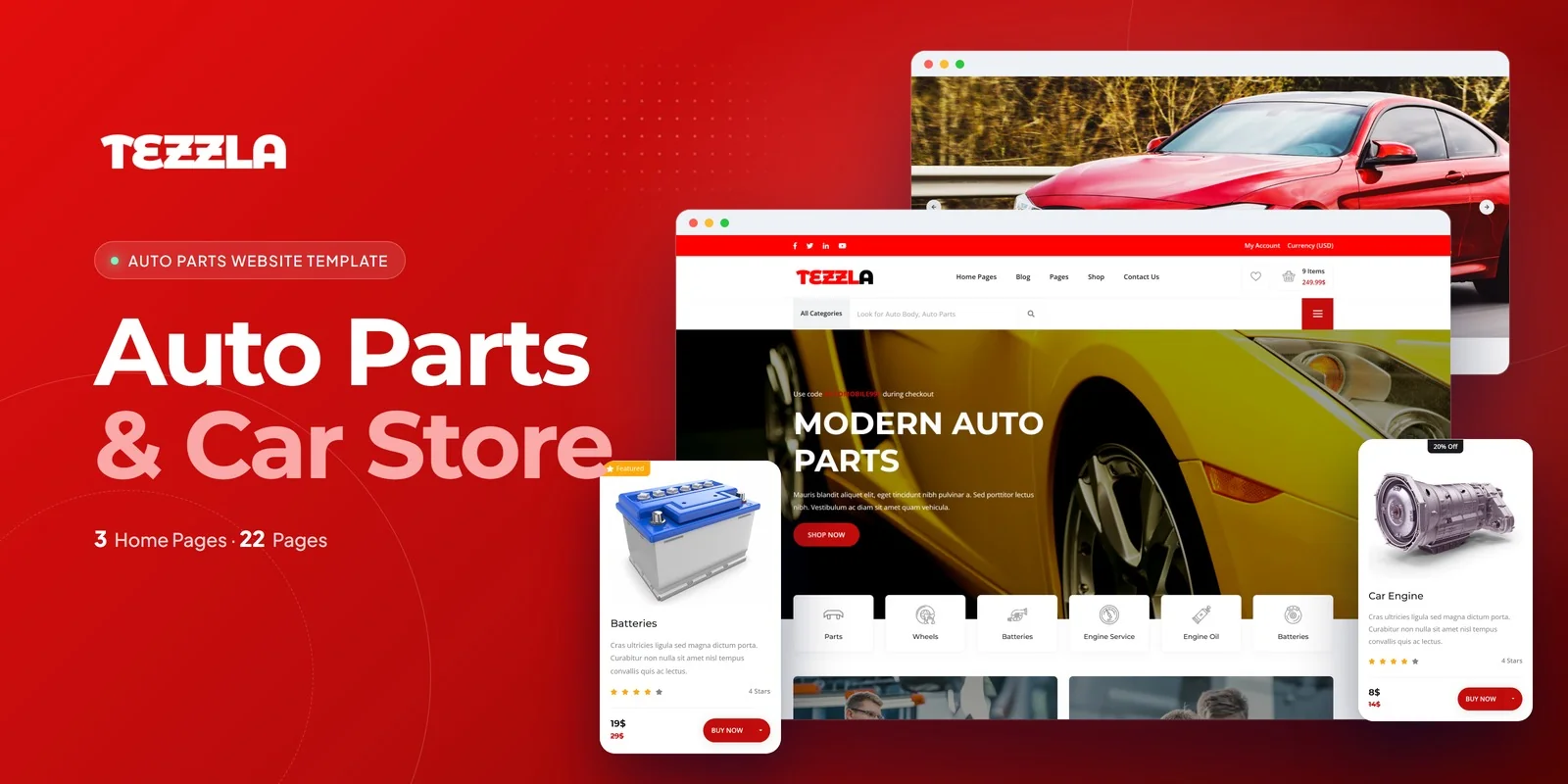 Tezzla — Vehicle Parts Vue.js Website Template preview