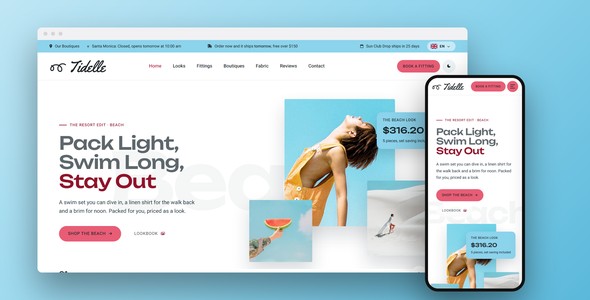 Tidelle – Swimwear Boutique Fitting Landing Page HTML5 Template