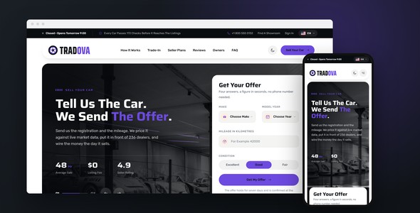 Tradova – Sell Your Car Landing Page HTML5 Template