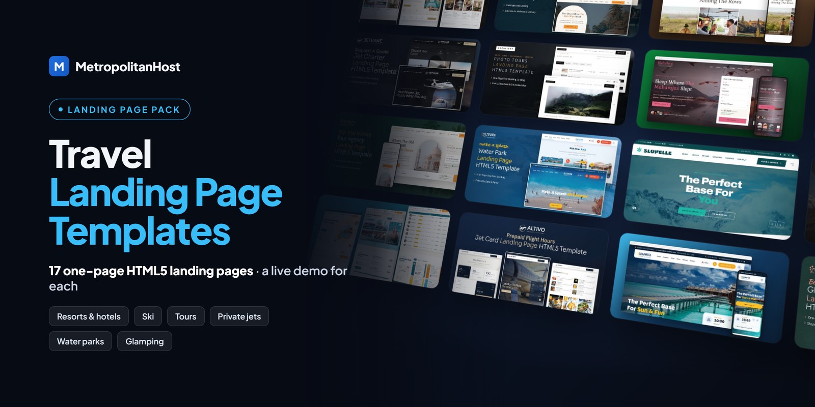 Travel Landing Page Templates — Landing Page Pack (17 Landing Pages)
