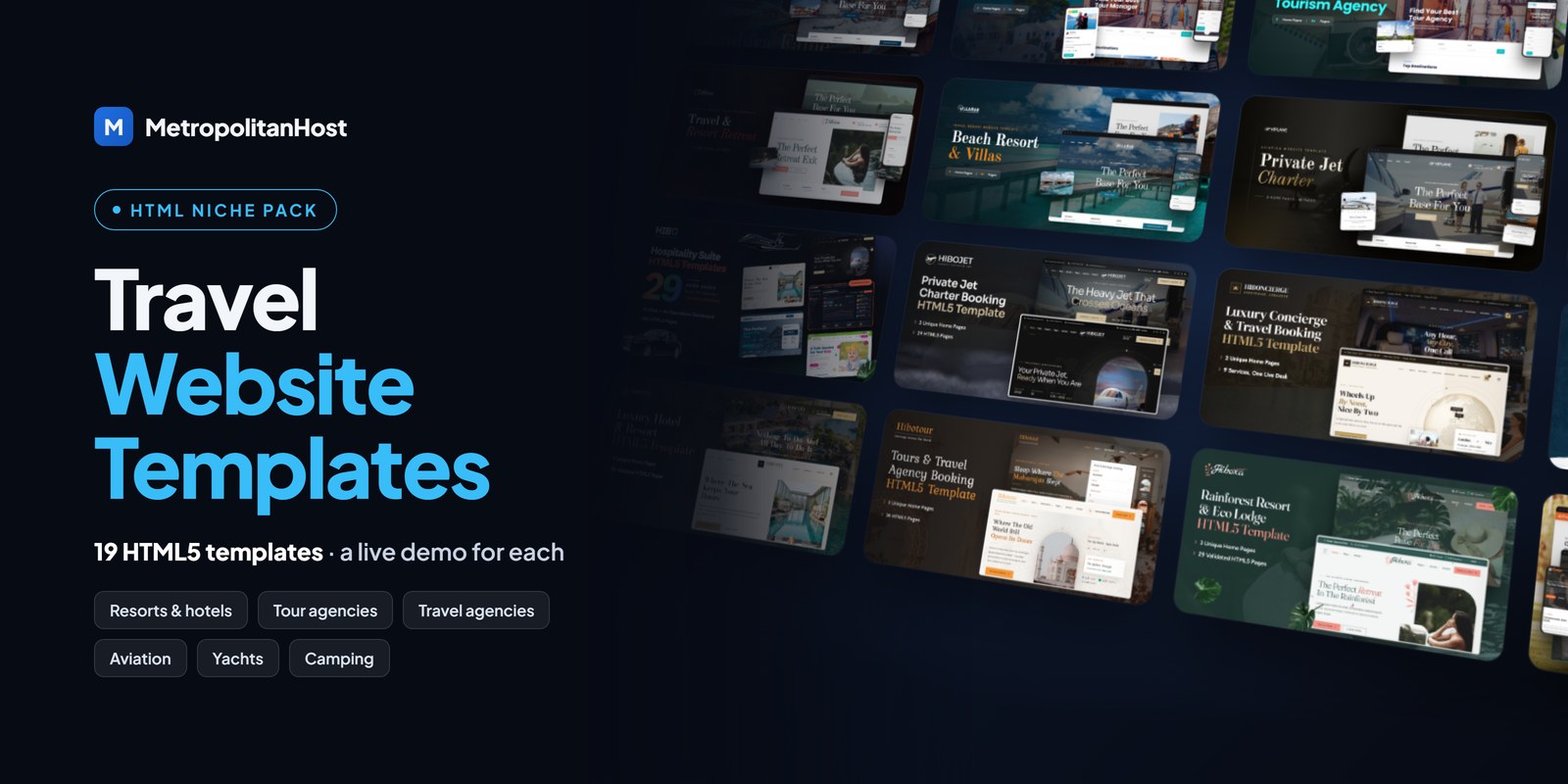 Travel Website Templates — HTML Niche Pack (19 Templates)