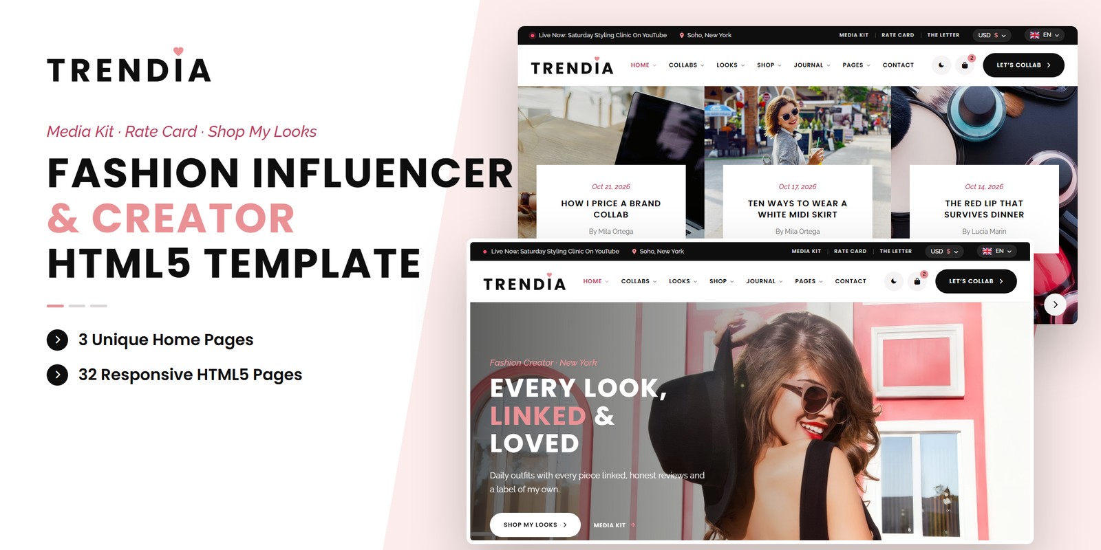 Influencer Angular Template – Trendia preview