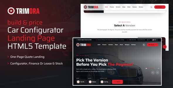 Trimora – Build & Price Car Dealership Landing Page HTML5 Template