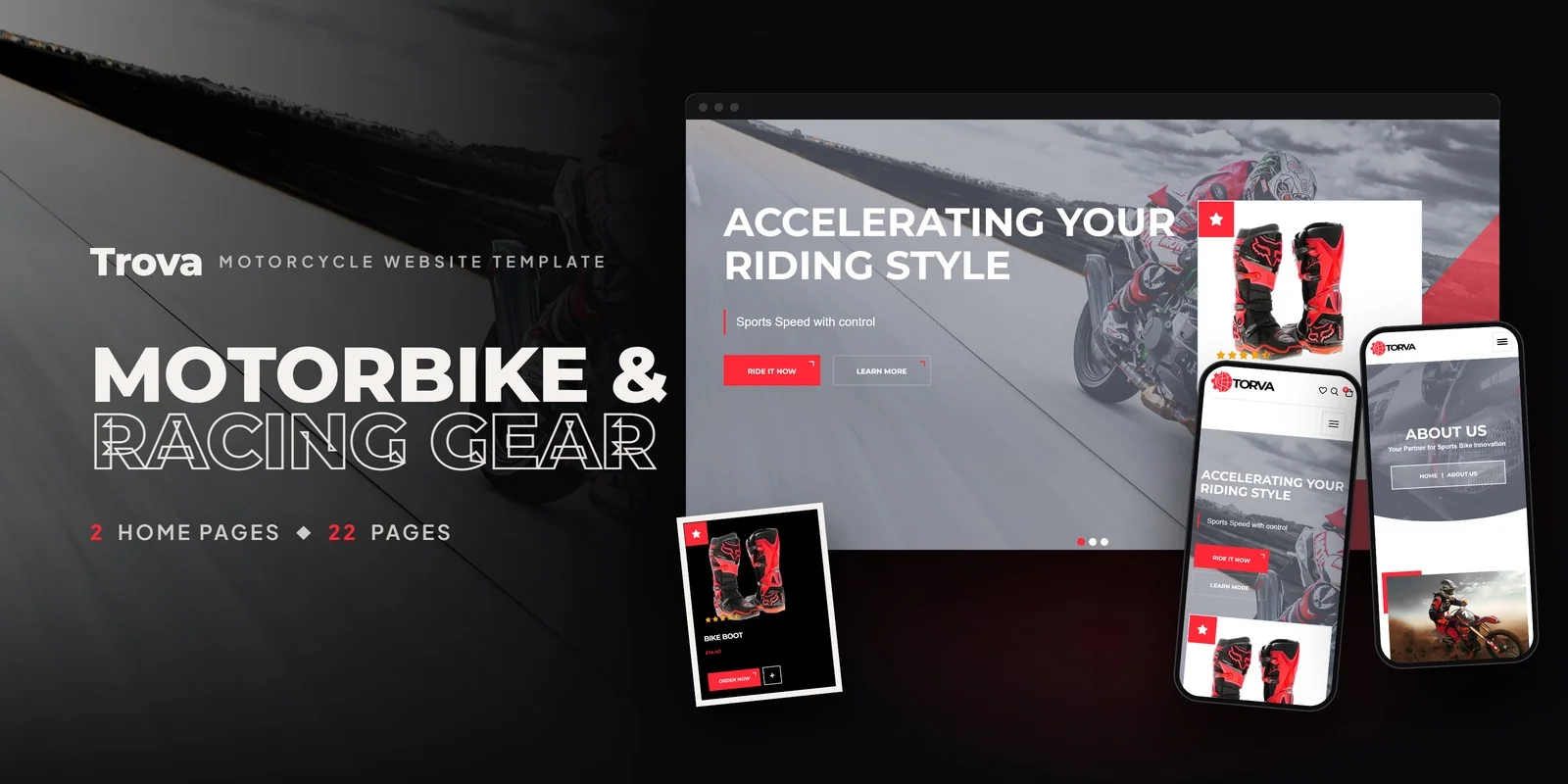 Trova — Motorbike Sport PHP Website Template preview