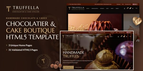 Truffella — Chocolate Company Vue.js Website Template