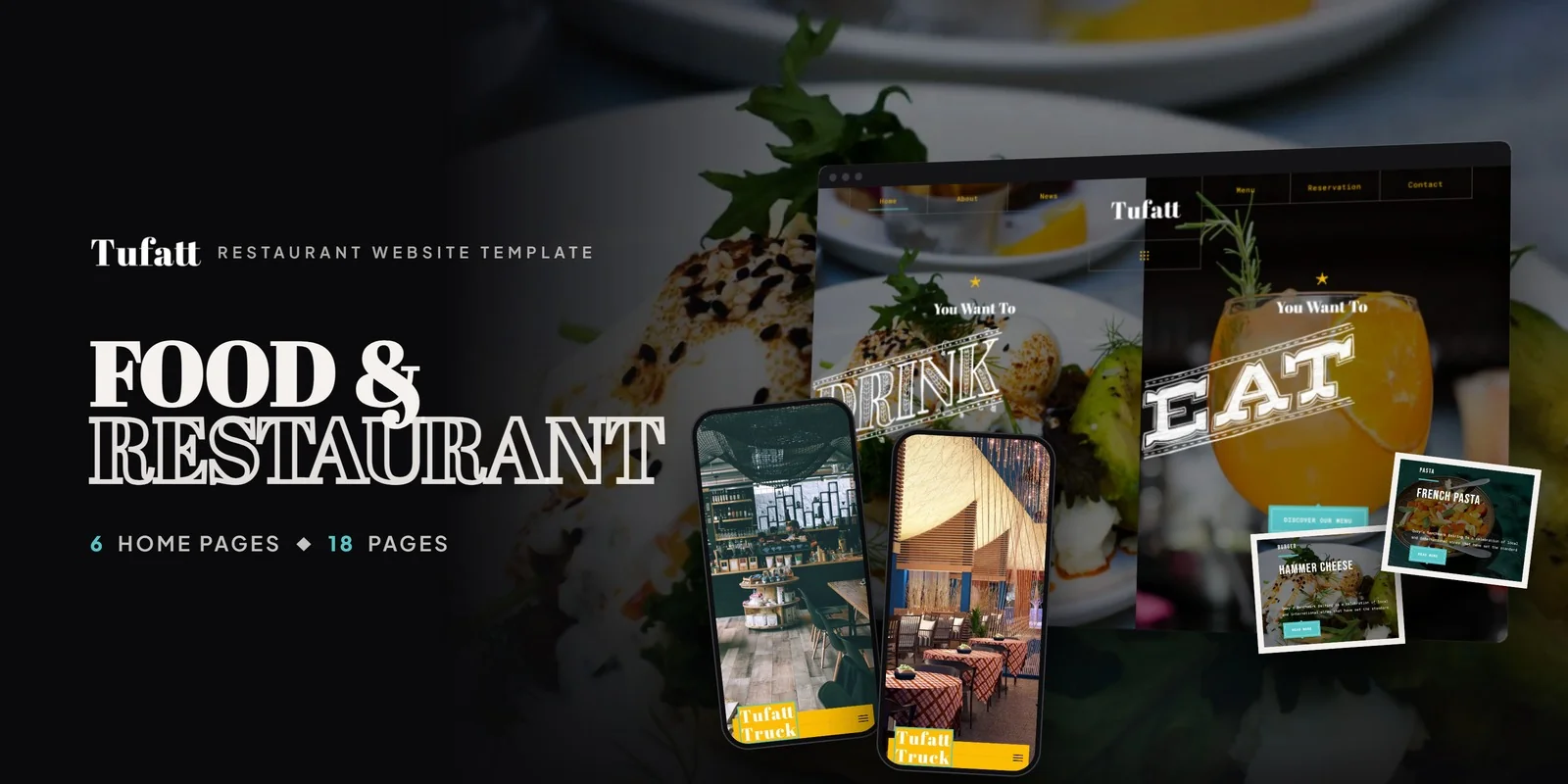 Tufatt — Cafe Restaurant Vue.js Website Template preview